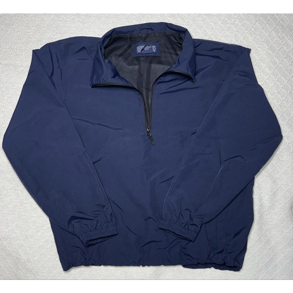 EUC Lands End Quarter Zip Water-Resistant Windbreaker Blue Jacket Large (42-44) - Picture 2 of 8